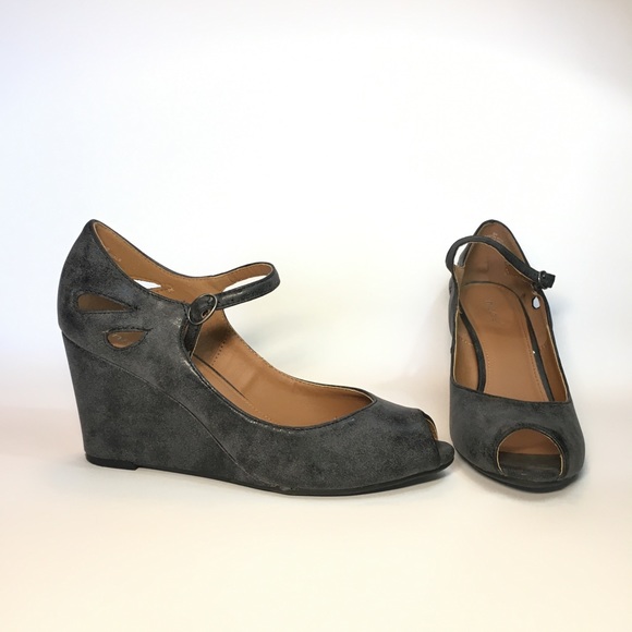 Nicole Shoes - Nicole Grey Cutout Wedges